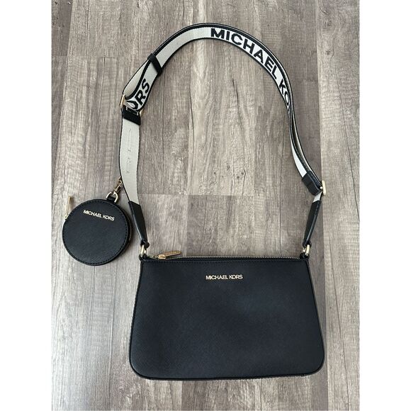 Michael Kors Jet Set Saffiano Leather Tech Crossbody Bag Black OS $448 - Picture 3 of 9